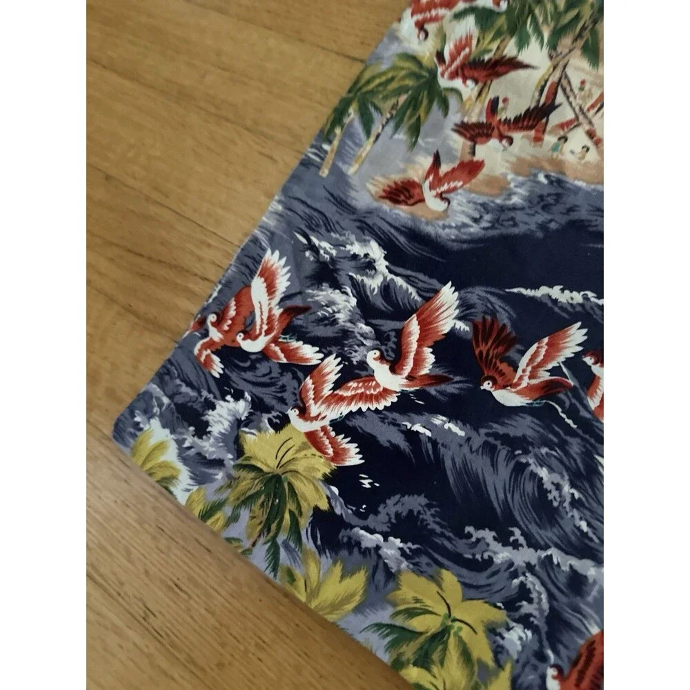 vintage hawaiin pillow case palms birds tropical print people coast ocean pri